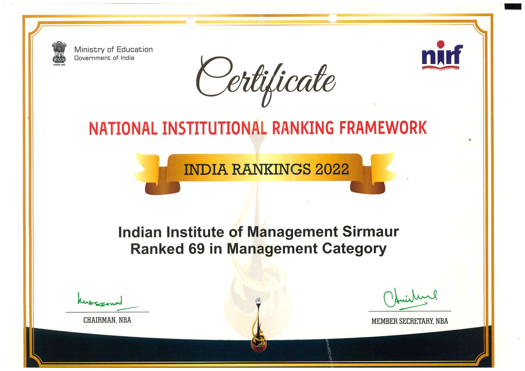 NIRF Certificate